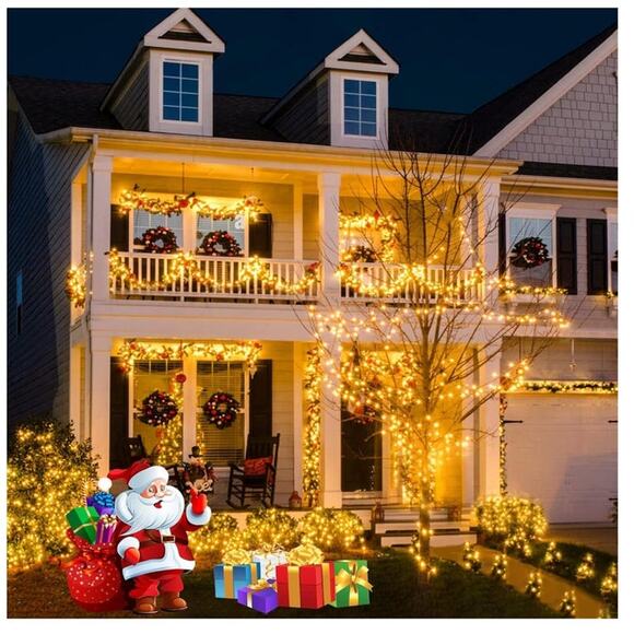 Solar String Lights 132Ft 400 LED Solar with Remote, 19 Modes Solar Warm White - Picture 4 of 7